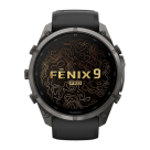 Спортивные часы Garmin fenix 9 Pro, 51 мм, AMOLED, титан с DLC, сапфир, силиконовый ремешок цвета чёрный/«серая галька» (с inReach)