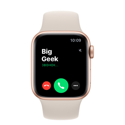 Часы Apple Watch SE, 40 мм, алюминий золотого цвета, спортивный ремешок цвета «сияющая звезда» (2020)