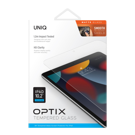 Защитное стекло с установочной рамкой Uniq Optix Matte для iPad 10.2