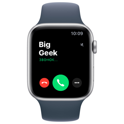 Часы Apple Watch SE, 44 мм, алюминий серебристого цвета, спортивный ремешок (2023)