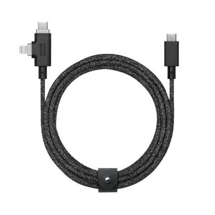 Кабель с оплёткой и ремешком Native Union Belt Cable Duo Pro USB-C, Lightning — USB-C (2,4 м)