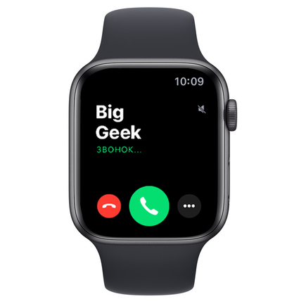 Apple Watch SE, 44 мм, из алюминия цвета «серый космос», спортивный ремешок цвета «тёмная ночь» (2020)