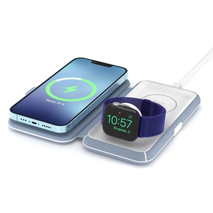Складная зарядная станция с поддержкой MagSafe и магнитным креплением для Apple Watch LYAMBDA Premium Effetto (LMS301)