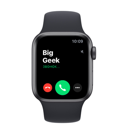 Apple Watch SE, 40 мм, из алюминия цвета «серый космос», спортивный ремешок цвета «тёмная ночь» (2020)