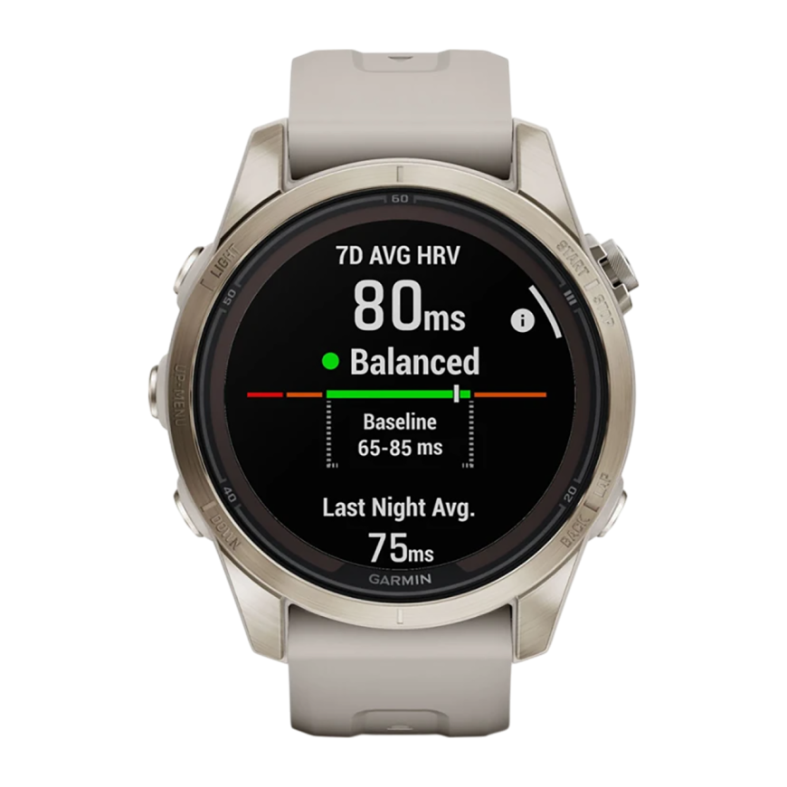 Спортивные часы Garmin fenix 7S Pro Sapphire Solar Edition, 42 мм, светло-песочный силиконовый ремешок