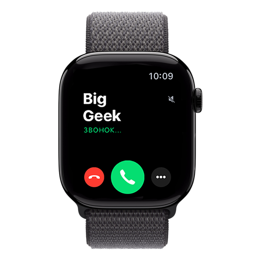 Часы Apple Watch Series 11, 46 мм, алюминий цвета «чёрный оникс», браслет Sport Loop тёмно-серого цвета