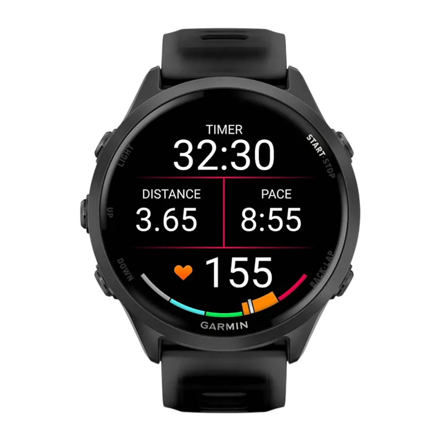 Спортивные часы Garmin Forerunner 570, 47 мм, силиконовый ремешок цвета «полупрозрачный чёрный»/чёрный