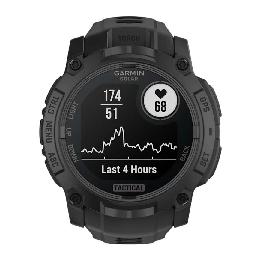 Спортивные часы Garmin Instinct 3, 50 мм, Solar, Tactical Edition, чёрный силиконовый ремешок