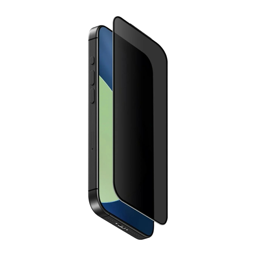 Глянцевое защитное стекло с фильтром конфиденциальности Uniq Optix Covex Privacy для iPhone 16 Pro и 17
