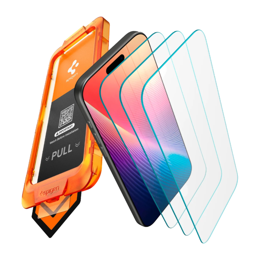 Глянцевое защитное стекло Spigen GLAS.tR AlignMaster S для iPhone 17 Pro Max (3 шт.)