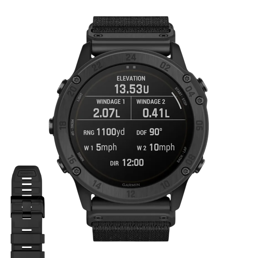 Спортивные часы Garmin tactix Delta Solar Edition Ballistics, чёрный нейлоновый ремешок, чёрный силиконовый ремешок