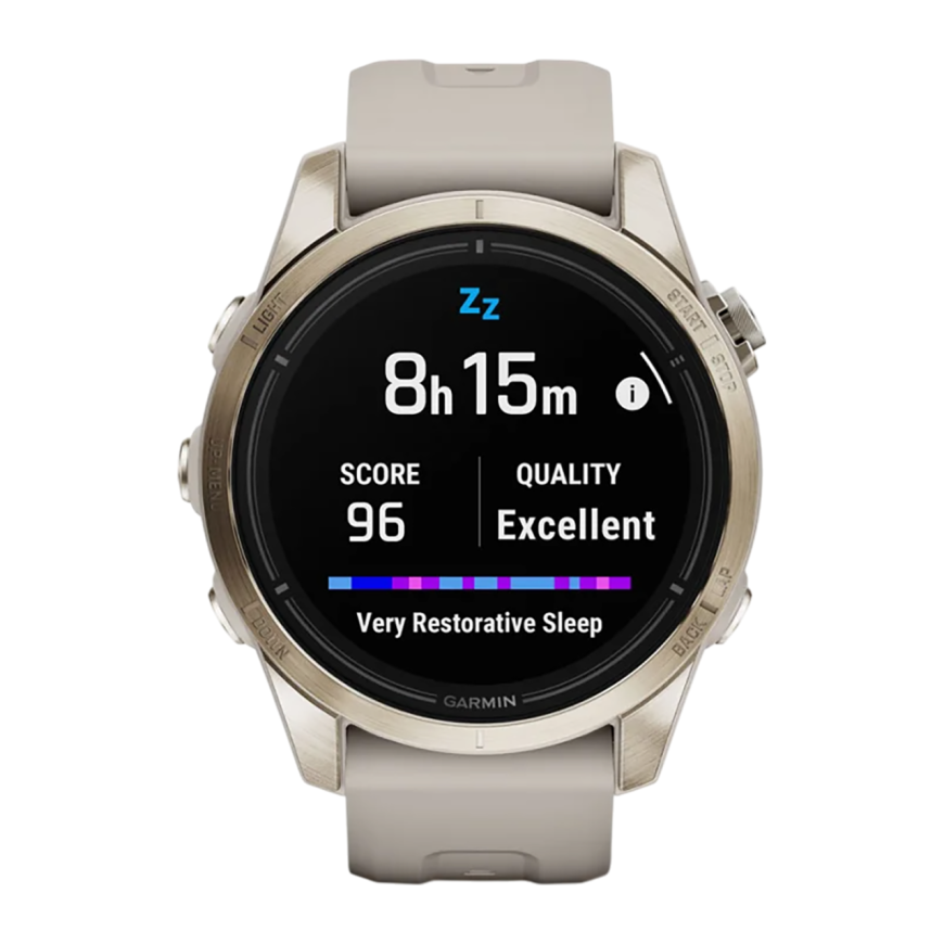 Спортивные часы Garmin epix Pro (Gen 2) Sapphire Edition, 42 мм, светло-песочный силиконовый ремешок