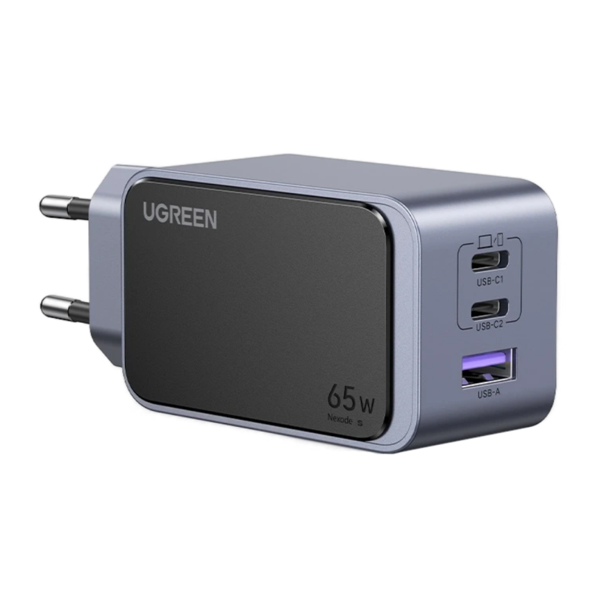 Сетевое зарядное устройство Ugreen Nexode S мощностью 65 Вт (2 USB-C, USB-A) (GaN) (X553)