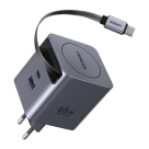 Сетевое зарядное устройство со встроенным кабелем Ugreen Nexode Pro мощностью 65 Вт (USB-C, USB-A) (GaN) (X615) - фото 2