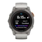 Спортивные часы Garmin fenix 7 Pro Sapphire Solar Edition, 47 мм, силиконовый ремешок цвета «серый туман»/«жжёный апельсин»