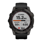 Спортивные часы Garmin fenix 7 Sapphire Solar Edition, 47 мм, тёмно-серый безель, чёрный силиконовый ремешок