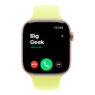 Часы Apple Watch Series 11, 46 мм, алюминий цвета «розовое золото», ремешок Sport Band цвета «неоновый жёлтый»