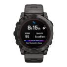 Спортивные часы Garmin fenix 7X Pro Sapphire Solar Edition, 51 мм, титановый блочный браслет, чёрный силиконовый ремешок - фото 8