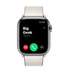 Apple Watch Series 7 GPS + Cellular, 41mm, корпус из стали серебристого цвета, кожаный ремешок (Modern Buckle) цвета «Белый мел»