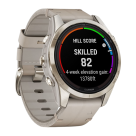 Спортивные часы Garmin fenix 7S Pro Sapphire Solar Edition, 42 мм, кожаный ремешок цвета «известняк», светло-песочный силиконовый ремешок - фото 3