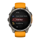 Умные спортивные часы Garmin fenix 8, 47 мм, AMOLED, сапфир, титан, силиконовый ремешок цвета «оранжевый/графит» - фото 2