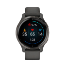 Спортивные часы Garmin Venu 2S, 40 мм, силиконовый ремешок графитового цвета