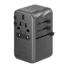 Универсальное сетевое зарядное устройство Energea TravelWorld Adapter GaN120 мощностью 120 Вт (1 розетка, 3 USB-C, USB-A) (GaN)