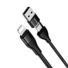Кабель с нейлоновой оплёткой Baseus USB-C и USB-A/Lightning (1 м) - фото 2