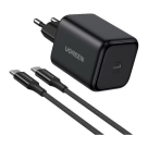 Сетевое зарядное устройство Ugreen мощностью 45 Вт (USB-C) (GaN) и кабель USB-C с оплёткой (1 м) (X524) - фото 2