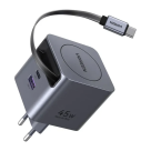 Сетевое зарядное устройство со встроенным кабелем Ugreen Nexode Pro мощностью 45 Вт (USB-C, USB-A) (GaN) (X614) - фото 3