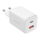 Сетевое зарядное устройство Deppa мощностью 65 Вт (USB-C, USB-A) (GaN)