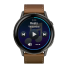 Спортивные часы Garmin Venu 4, 45 мм, коричневый кожаный ремешок, чёрный силиконовый ремешок