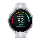 Спортивные часы Garmin Forerunner 965, силиконовый ремешок цвета «Уайтстоун»/«серая пудра»