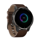 Спортивные часы Garmin Venu 2 Plus, 43 мм, коричневый кожаный ремешок - фото 3