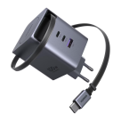 Сетевое зарядное устройство со встроенным кабелем Ugreen Nexode Pro мощностью 100 Вт (2 USB-C, USB-A) (GaN) (X616)