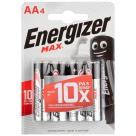 Алкалиновая батарейка Energizer MAX AA («пальчиковая»; комплект — 4 шт.) (E300157104)