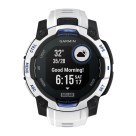 Спортивные часы Garmin Instinct 3, 45 мм, Solar, силиконовый ремешок цвета «Уайтстоун/синий»