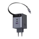 Сетевое зарядное устройство со встроенным кабелем Ugreen Nexode Pro мощностью 100 Вт (2 USB-C, USB-A) (GaN) (X616) - фото 2