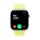 Часы Apple Watch Series 11, 42 мм, алюминий серебристого цвета, ремешок Sport Band цвета «неоновый жёлтый»