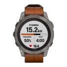 Спортивные часы Garmin fenix 7 Pro Sapphire Solar Edition, 47 мм, каштановый кожаный ремешок, чёрный силиконовый ремешок - фото 2