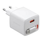 Сетевое зарядное устройство со встроенным кабелем Deppa мощностью 30 Вт (USB-A) (GaN)