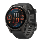 Умные спортивные часы Garmin fenix 8, 43 мм, AMOLED, сапфир, титан с DLC, силиконовый ремешок цвета «чёрный/серый»