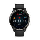 Спортивные часы Garmin Venu 2 Plus, 43 мм, чёрный силиконовый ремешок