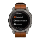 Спортивные часы Garmin fenix 7 Pro Sapphire Solar Edition, 47 мм, каштановый кожаный ремешок, чёрный силиконовый ремешок - фото 12