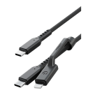 Кабель с тканевой оплёткой Energea Flow Duo USB-C — USB-C, Lightning (1,5 м) - фото 4