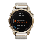 Спортивные часы Garmin fenix 7S Sapphire Solar Edition, 42 мм, кремовый нейлоновый ремешок, светло-песочный силиконовый ремешок