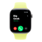 Часы Apple Watch Series 11, 46 мм, алюминий цвета «серый космос», ремешок Sport Band цвета «неоновый жёлтый»