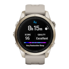 Спортивные часы Garmin epix Pro (Gen 2) Sapphire Edition, 42 мм, светло-песочный силиконовый ремешок
