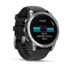 Умные спортивные часы Garmin fenix E, 47 мм, AMOLED, серебристая сталь, силиконовый ремешок чёрного цвета - фото 2