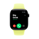 Часы Apple Watch Series 11, 42 мм, алюминий цвета «чёрный оникс», ремешок Sport Band цвета «неоновый жёлтый»